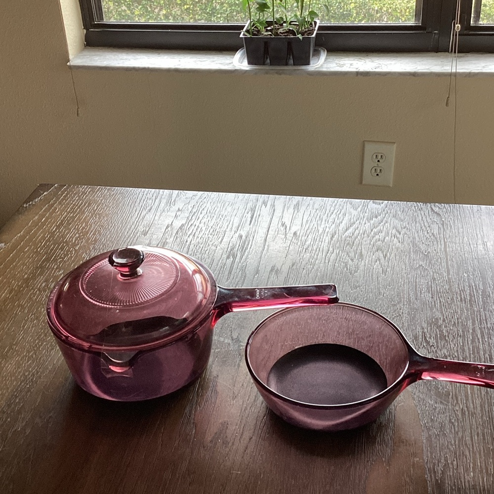 Cranberry Visions Saucepan with Lid and Matching Skillet - Elegant Cookware Set
